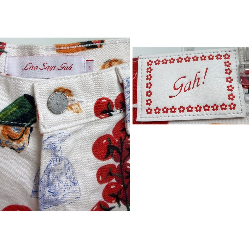 Lisa Says Gah Italian Summer Print Robyn Jeans Pants Trousers Denim Food 8 - Picture 3 of 16